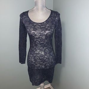TALULA aritzia lace sheer long sleeve mini dress size medium